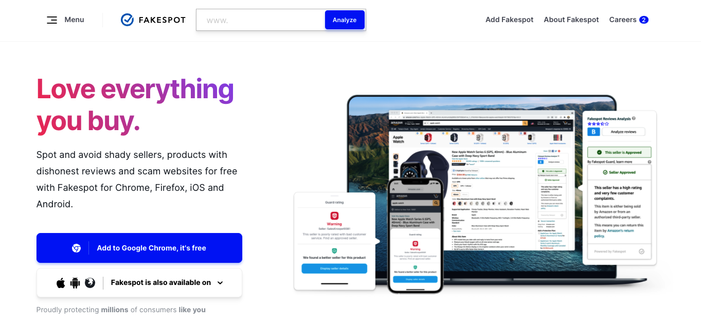fakespot homepage