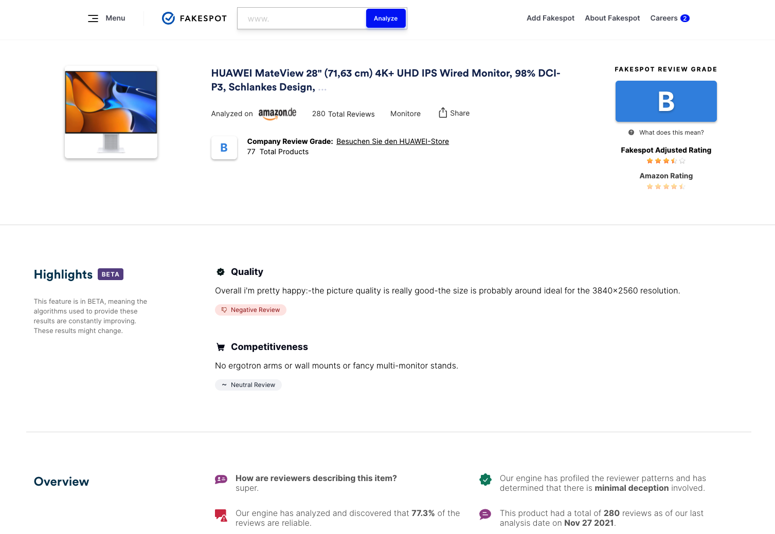 product listing